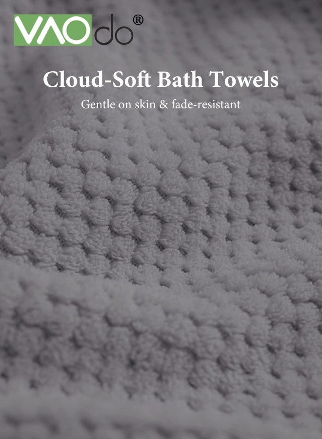 فاو دو مجموعة من 2 قطعة من مناشف الحمام، منشفة حمام خفيفة الوزن منسوجة بحياكة كابل، منشفة فائقة النعومة وذات قدرة امتصاص عالية 35*75 سم ومنشفة حمام 70*140 سم - Image 3