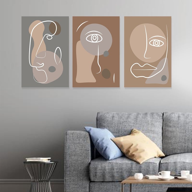 ماركتنا ثلاث لوحات قماشية بتصميم مودرن مع برواز مجوف مقاس (90×40) ثلاث قطع - Image 1