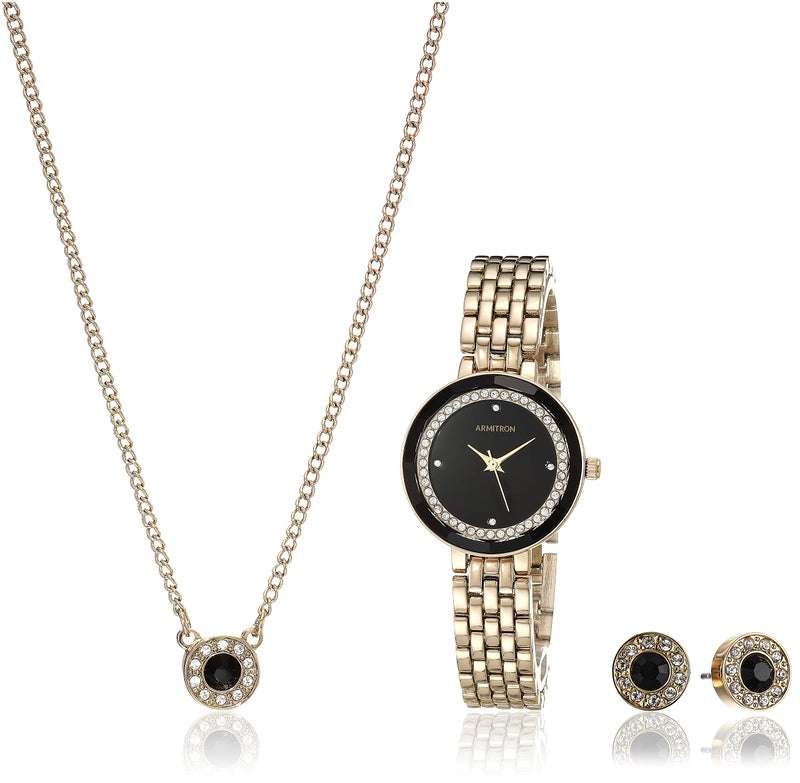 Armitron Women's Genuine Crystal Accented Bracelet Watch and Jewelry Set, 75/5796 - Image 3