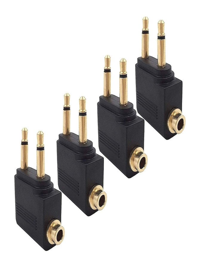Valefod 4-Pack Airline Airplane Flight Adapters for Headphones, Golden Plated 3.5mm Jack - Image 1