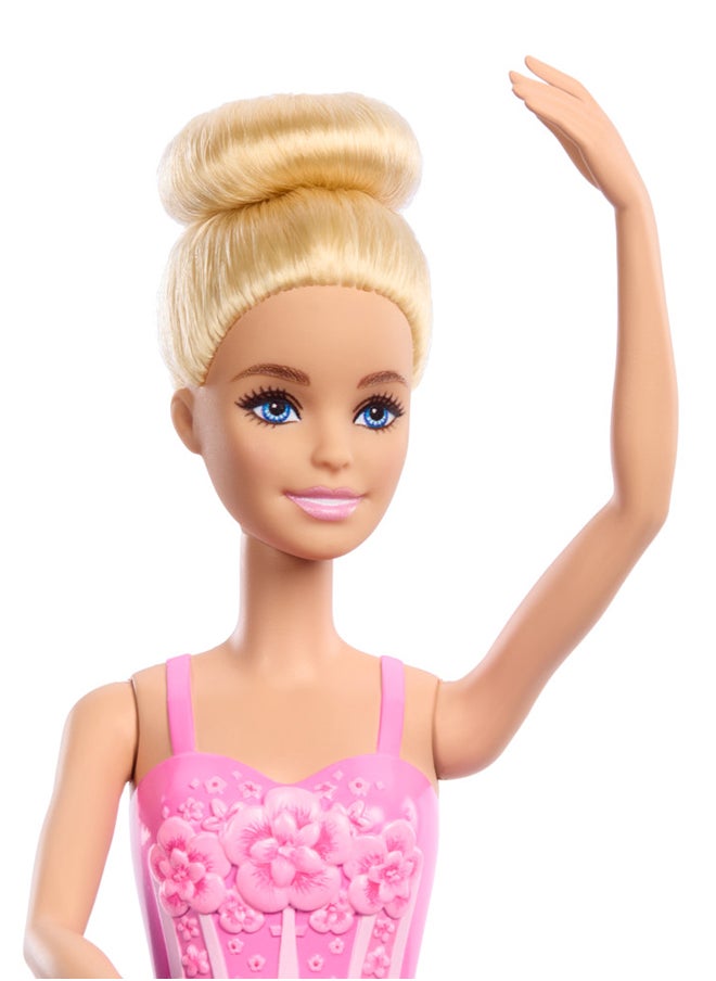Barbie - دمية باليرينا، دمية أزياء شقراء ترتدي تنورة توتو بنفسجية قابلة للإزالة، متخذة وضعية رقص الباليه بأذرع باليه وأحذية مخصصة للأصابع - Image 1