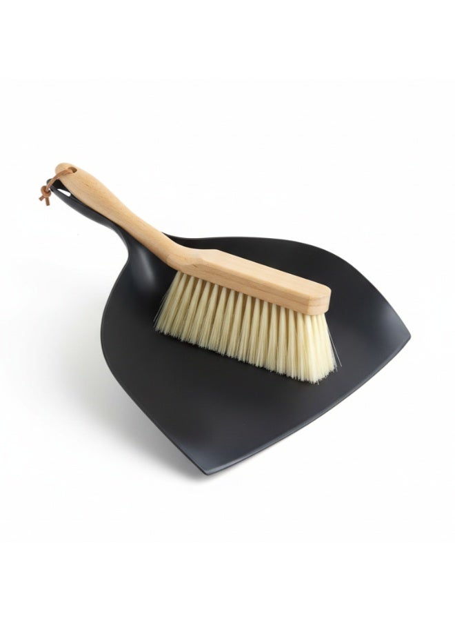 Premium Wooden Handle Dustpan and Brush Set for Home & Kitchen Cleaning - Image 1