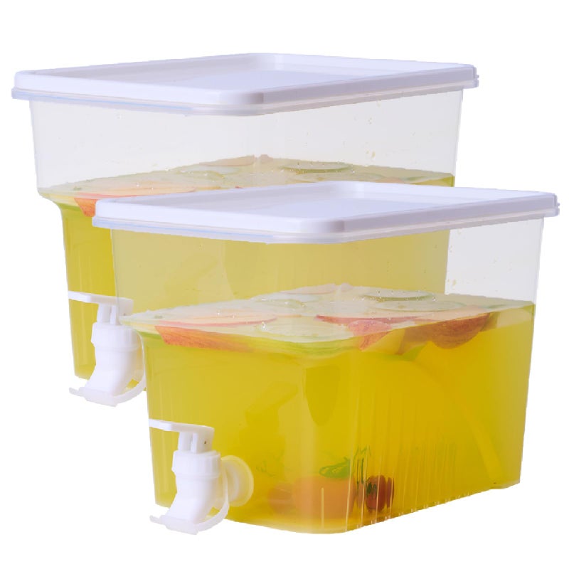 BEWBBAT 2 Pack 13 Gallon Fridge Drink Dispenser with Spigot Leakproof Plastic Beverage Drink Dispenser Refrigerator Iced Juice Lemonade Dispenser For Party Bar