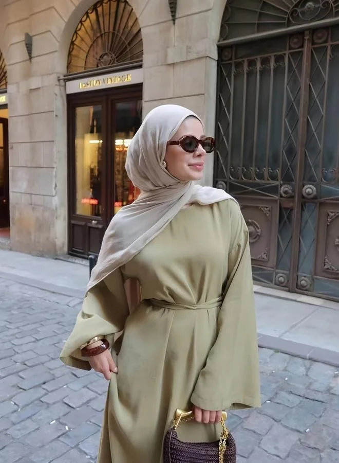 تايك تو Green Long Sleeves Maxi Dress