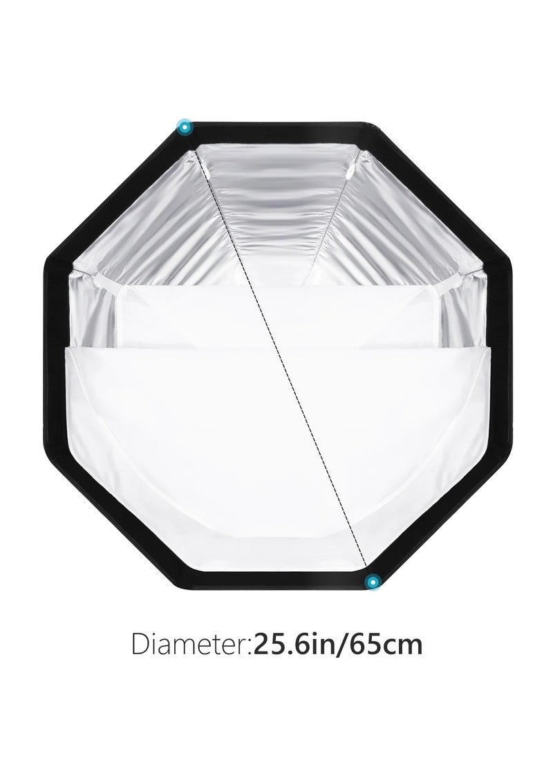 Neewer Neewer SF-RP26 26″/65 cm Quick-Release Octagonal Softbox with Carry Bag – High-Reflective Silver Interior for Speedlite, Strobe & LED Studio Photography  - Image 2