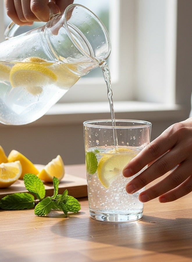 Timmy Glass Tumbler 6 Pieces Set - Clear Drinking Glasses, Durable Everyday Beverage Cups for Water, Juice, Soft Drinks and Table Use, High-Quality Glassware, Elegant Design, Easy to Clean - Image 3