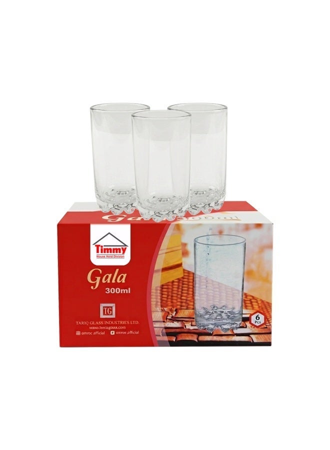 Timmy Glass Tumbler 6 Pieces Set - Clear Drinking Glasses, Durable Everyday Beverage Cups for Water, Juice, Soft Drinks and Table Use, High-Quality Glassware, Elegant Design, Easy to Clean - Image 1