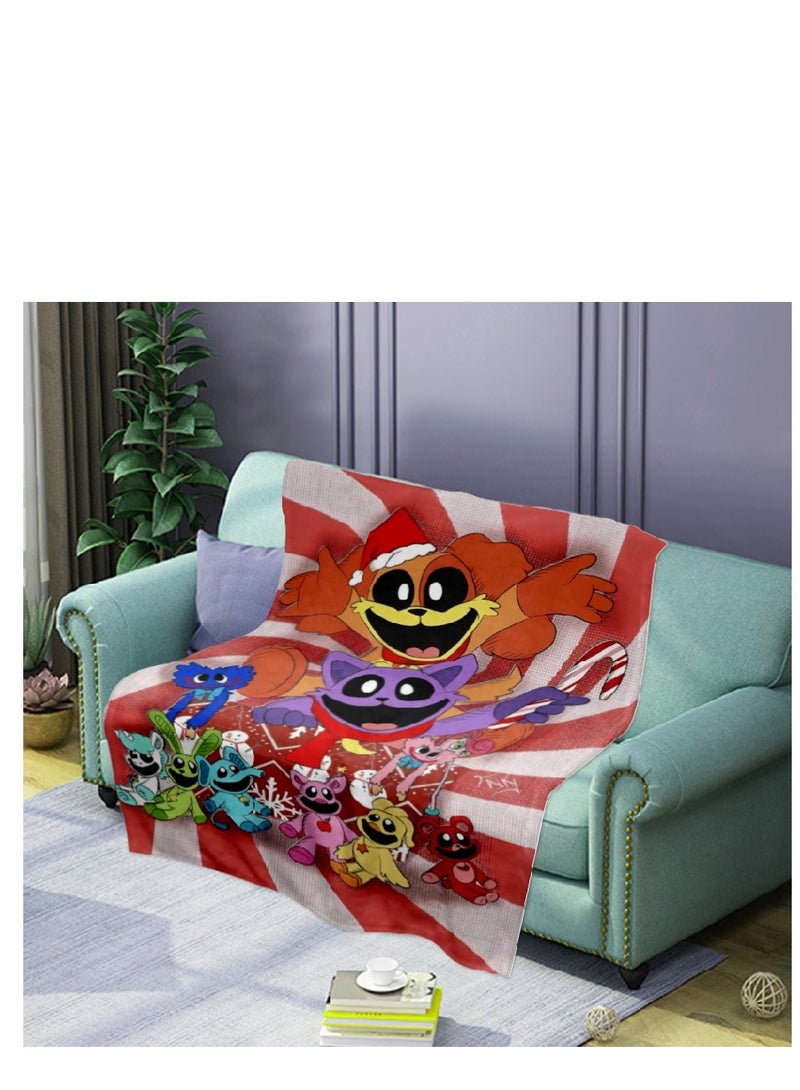 XiuWoo poppy playtime smiling crittersFlannel Throw Blanket  Super Soft Lightweight Air Conditioner Blanket Cooling Summer Blanket Towel Blanket For Couch  - Image 1