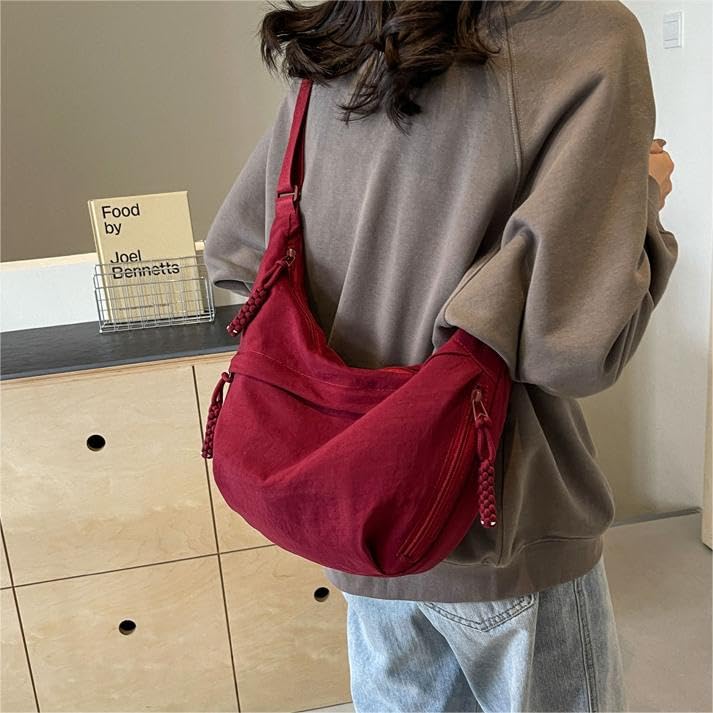 EMGILL Nylon Crescent Crossbody Bag for Women Shoulder Tote Handbag Casual Sling Bag Dumpling Purse Bag for Outdoor Travel - Image 2