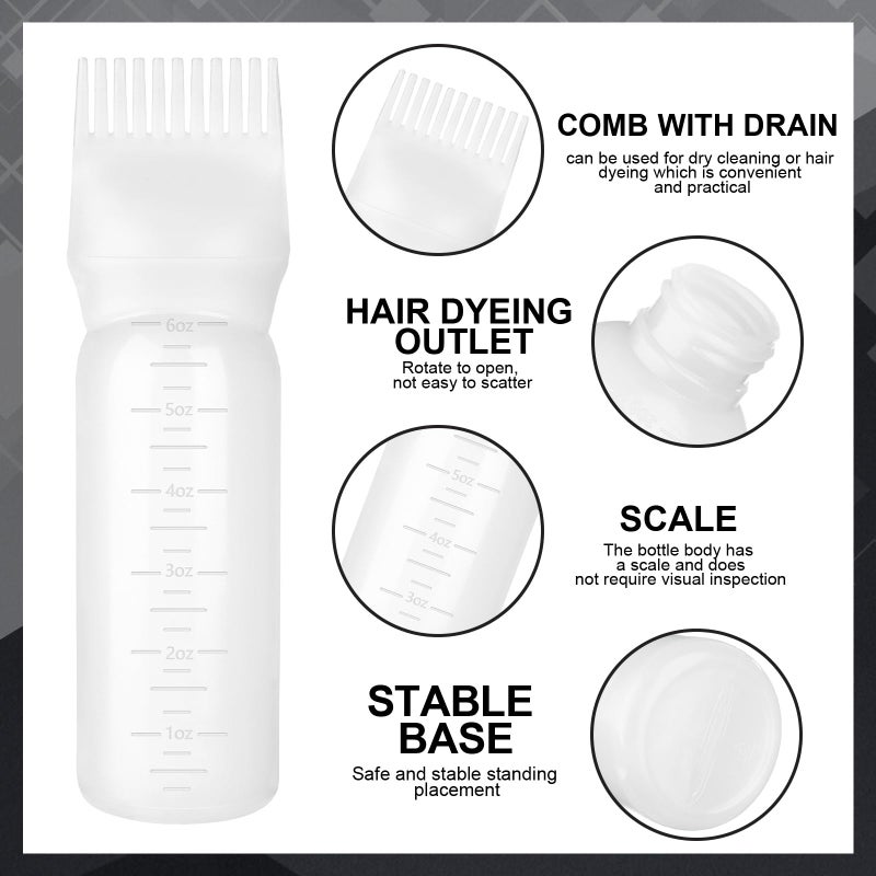 FXSPLCZ Root Comb Applicator Bottle Oil Applicator for Hair Dye Hair Oiling Bottle with 2 Type Caps and Graduated Scale (White) - Image 3