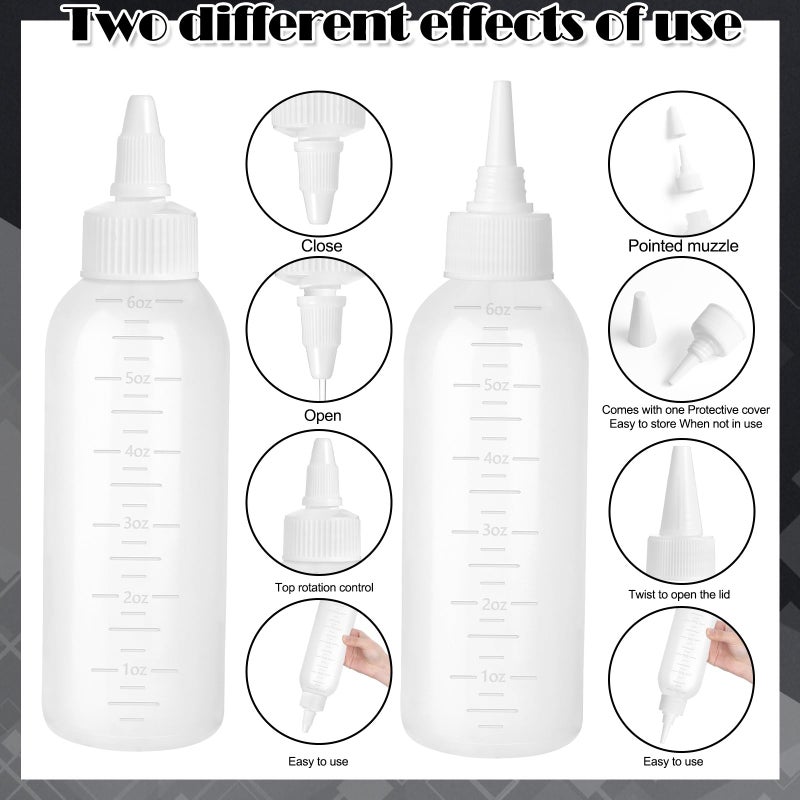 FXSPLCZ Root Comb Applicator Bottle Oil Applicator for Hair Dye Hair Oiling Bottle with 2 Type Caps and Graduated Scale (White) - Image 4