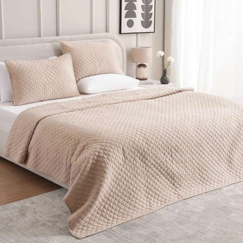 Pan Home طقم أغطية سرير من 3 قطع من مجموعة Vintage Diamond مقاس 220×240 سم - بيج - Image 1