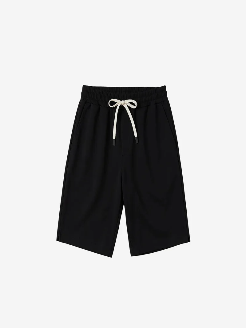 Tommylife Black TOMMY Men's Mid Waist Jersey Shorts for Men | Best Price UAE