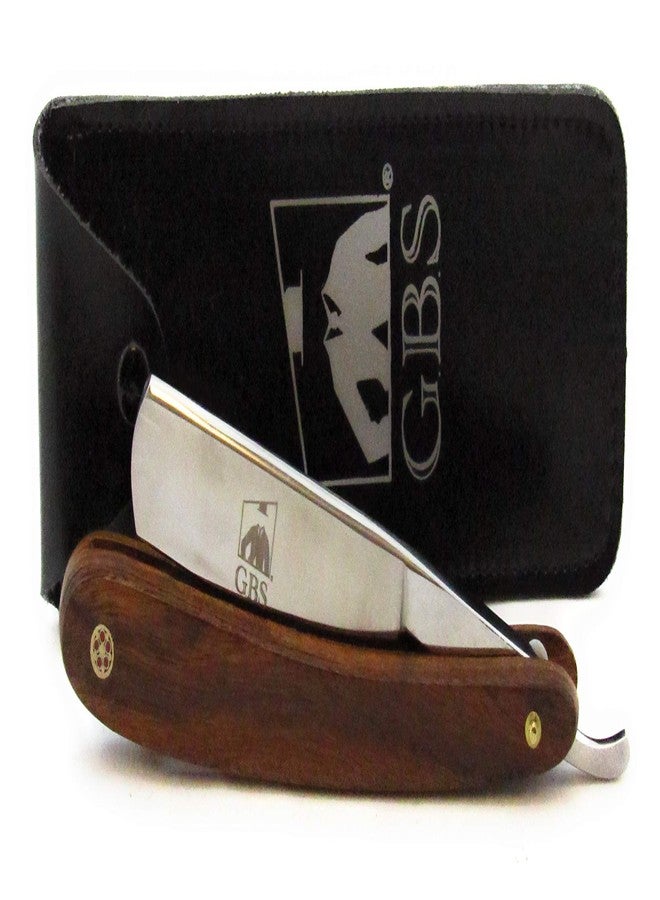G.B.S Natural Wood Finish Scales 5/8in Straight Razor, Shaving Razor with Dark Wooden Handle and Stainless Steel Perfect for Beard Shaping - Image 1