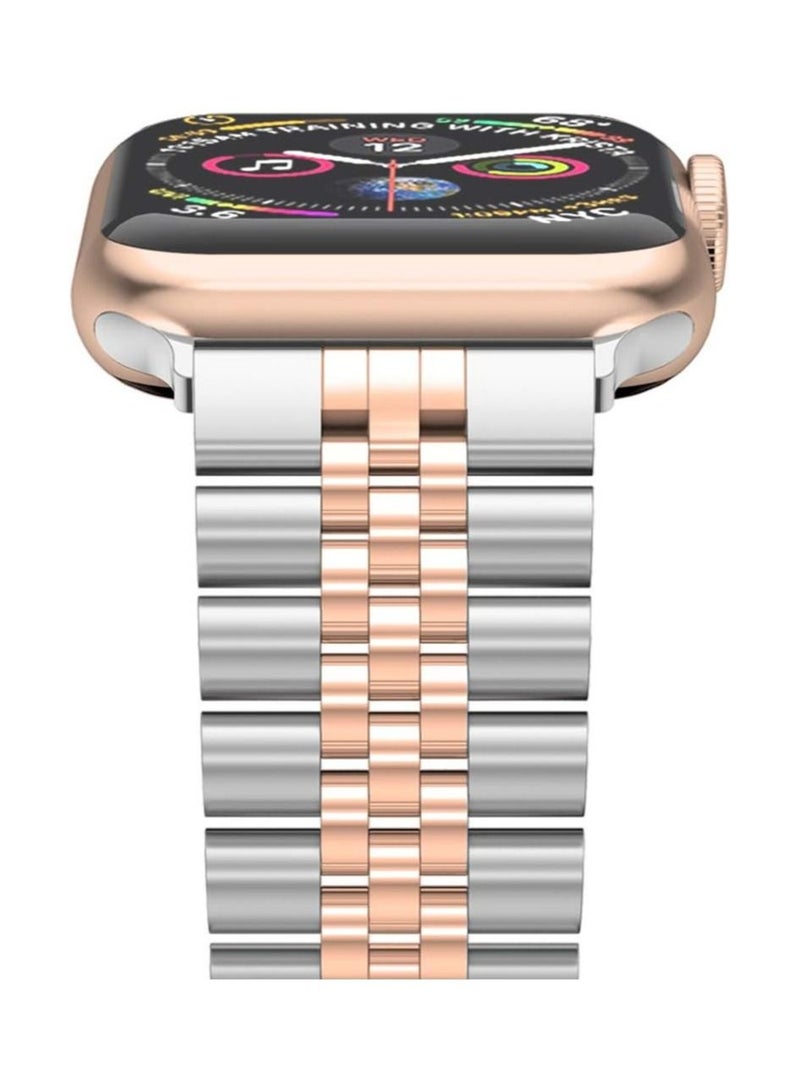 حزام متوافق مع ساعة آبل 41 مم 40 مم 38 مم، حزام ثقيل من الفولاذ المقاوم للصدأ مع مشبك طي على شكل فراشة لسلسلة الساعات 8/7/6/ SE سلسلة 5/4/3/ للرجال والنساء - Image 3