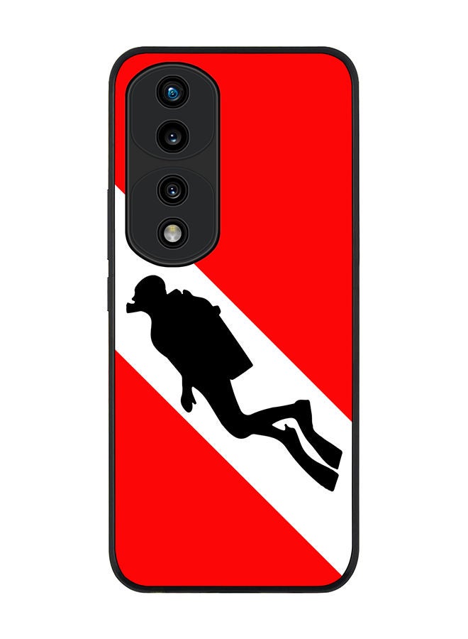 Stylizedd Rugged Black edge case for Honor 70 Pro Slim fit Soft Case Flexible Rubber Edges Anti Drop TPU Gel Thin Cover - Diver Flag - Image 1