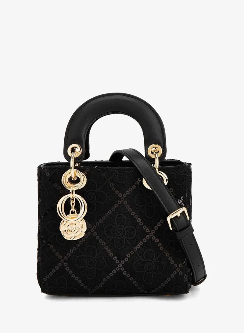 Le Confort Floral Lace Tote Bag with Charm Detail Ramadan Collection
