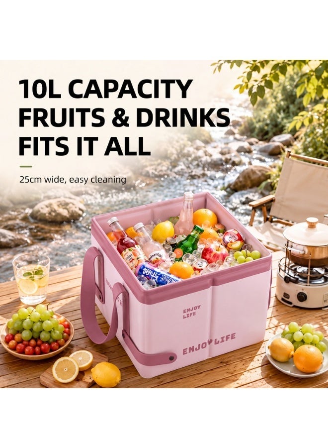 🏕️ دلو ثلج للرحلات قابل للطي سعة 10 لتر 🧊 حافظة ماء ومشروبات محمولة للرحلات، الكشتات، الصيد والشاطئ 🌊 - Image 4