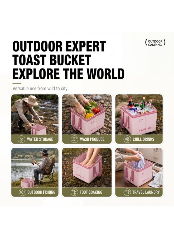 🏕️ دلو ثلج للرحلات قابل للطي سعة 10 لتر 🧊 حافظة ماء ومشروبات محمولة للرحلات، الكشتات، الصيد والشاطئ 🌊 - Image 3