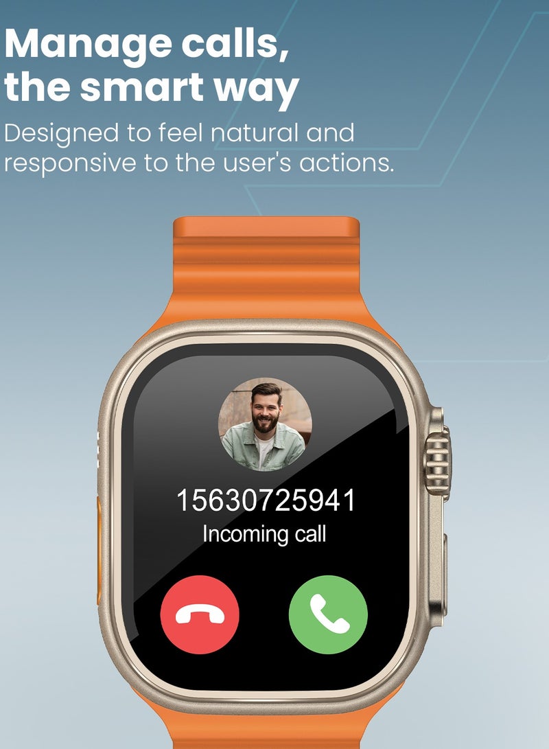 Moxedo Lexor+ Smart Watch for Android & iOS with 2.04" Super AMOLED Display – Bluetooth Calling, Chat GPT, 100+ Sports Modes, Fitness & Health Tracker, IP68 Waterproof – Orange - Image 3