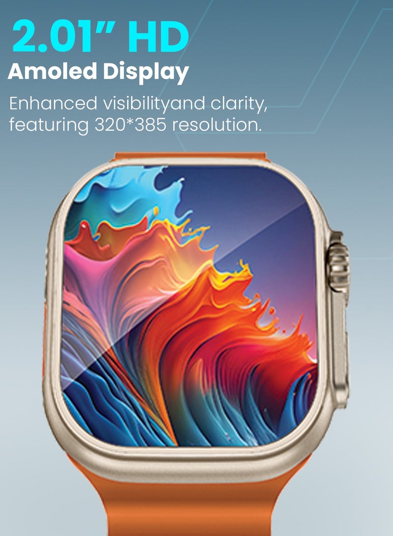 Moxedo Lexor+ Smart Watch for Android & iOS with 2.04" Super AMOLED Display – Bluetooth Calling, Chat GPT, 100+ Sports Modes, Fitness & Health Tracker, IP68 Waterproof – Orange - Image 4