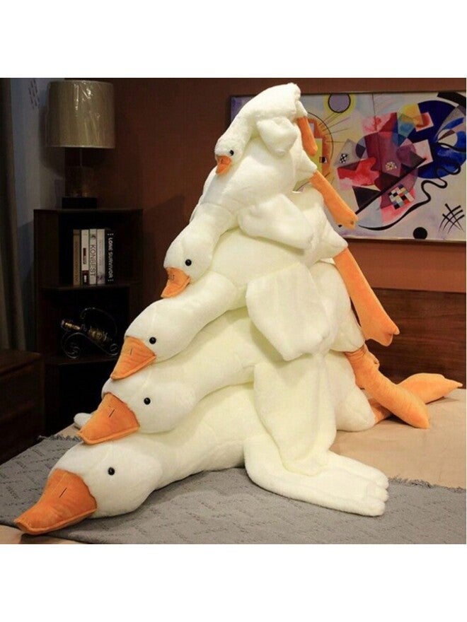 Creative Large White Goose Plush Doll Pillow, Cute Prone Goose Waist Office Nap Pillow, Valentine's Day Gift, Home Decor Plush Doll, Comfortable Children's Doll, Gift For Boyfriend/Girlfriend, New Year Holiday Leg-Hugging Long Sleep Pillow