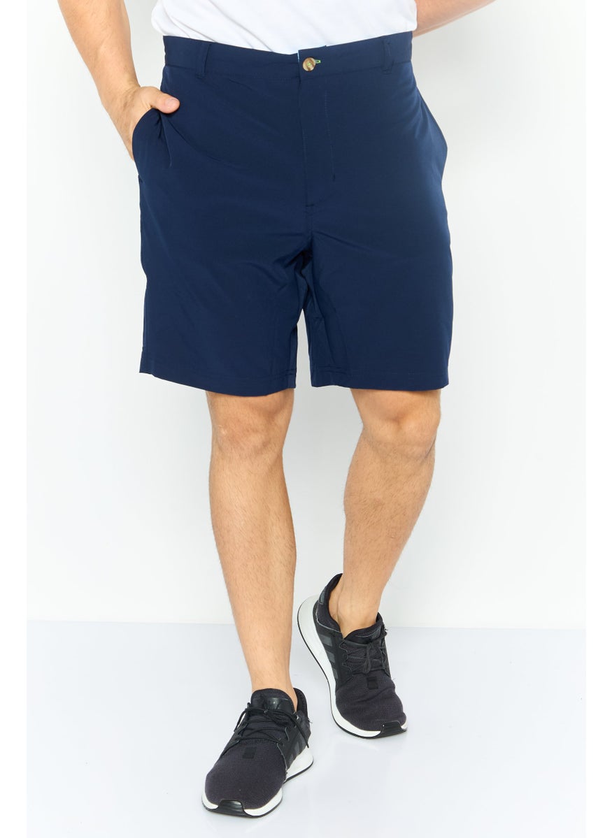 Tailorbyrd Men Plain Basic Shorts, Navy  - Image 1