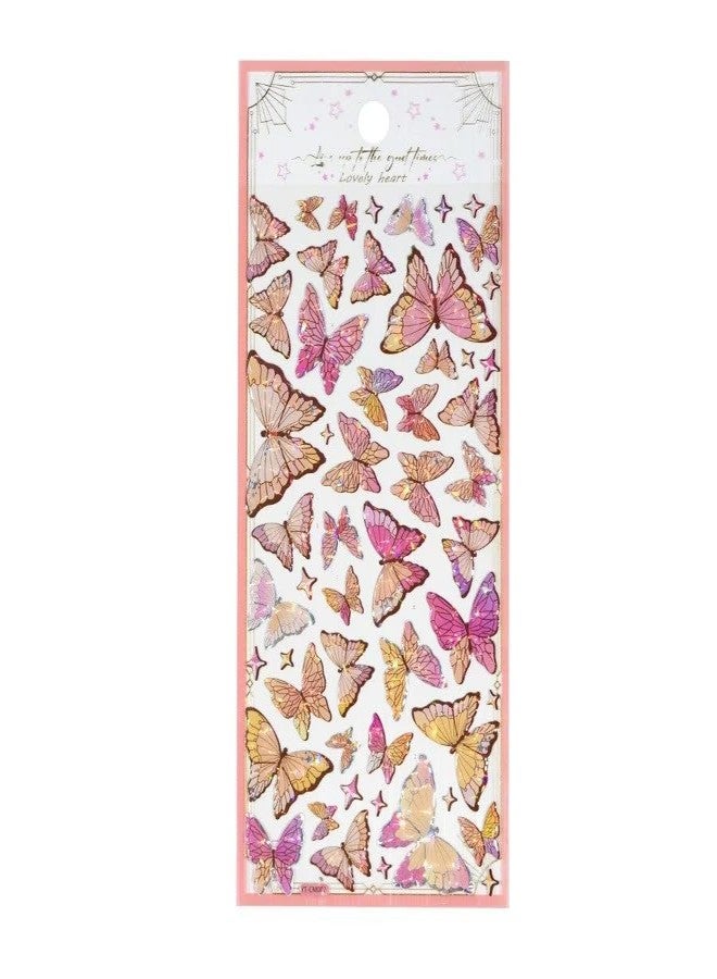 PROBABE Butterfly Stickers for Scrapbooking, Journaling, Crafts - Aesthetic Stickers | Waterproof, Transparent, Decorative Vinyl Manual Plastic Sticker Set (Multicolor - 2 Sheet) - Image 5