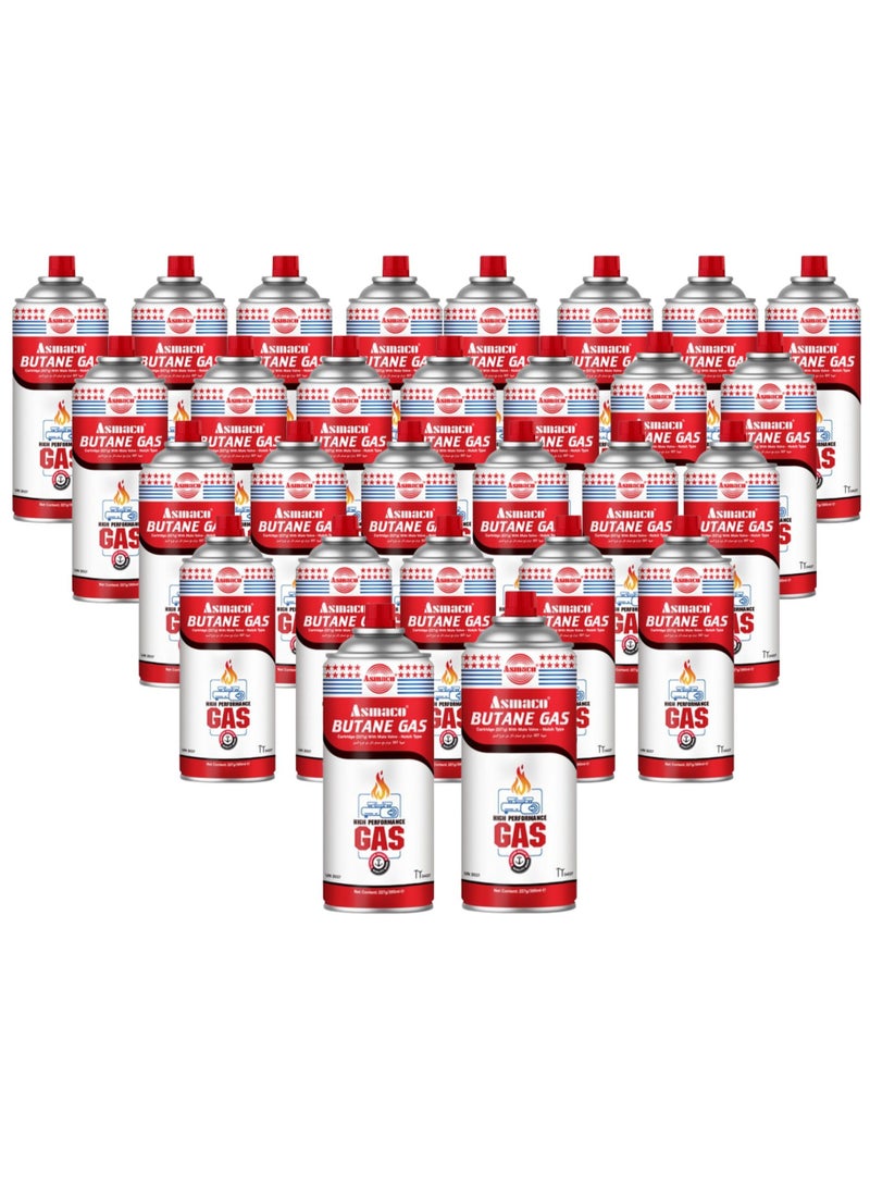 Asmaco Butane Gas Can -28 pieces-Butane Gas Cartridge for Camping Stoves, Picnic Stove,BlowTorch ,Portable Stove- HIGH Performance Gas Mix | Butane GAS for Stoves-220gm x 28pc-Portable stove gas-butane gas Cartridge - Image 1