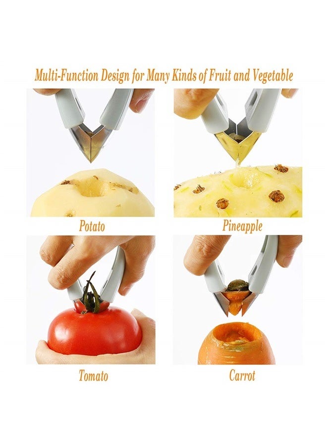 Generic - Strawberry Huller Stem Remover Tomato Corer Potato Pineapple Carrot Cutter Tool Kitchen Gadget Tweezers Peeler Utensil Clip (Blue) - Image 1