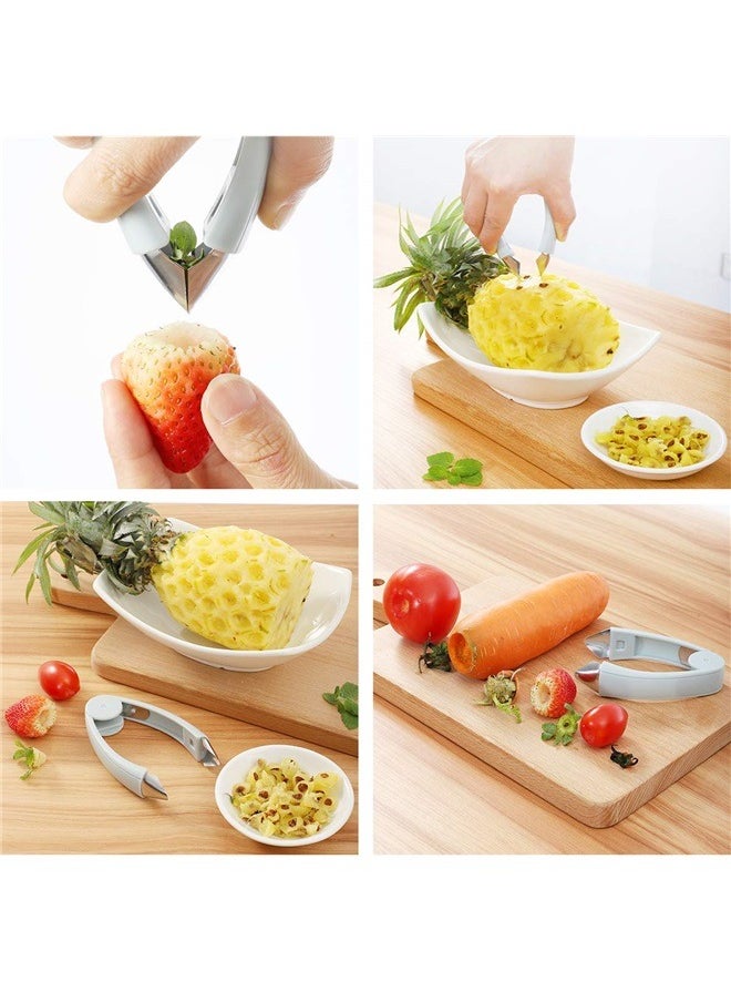 Generic - Strawberry Huller Stem Remover Tomato Corer Potato Pineapple Carrot Cutter Tool Kitchen Gadget Tweezers Peeler Utensil Clip (Blue) - Image 1