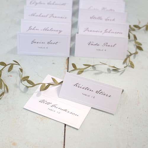 Gartner Studios White Pearl Place Cards,White Cardstock Table Placecards with Pearl Border for Wedding, Printable on Laser/Injet Printers, 210GSM, 3.75” X 1.75” 48 Count (83001) - Image 4