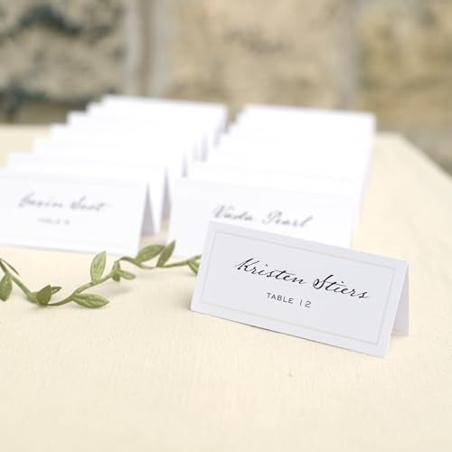Gartner Studios White Pearl Place Cards,White Cardstock Table Placecards with Pearl Border for Wedding, Printable on Laser/Injet Printers, 210GSM, 3.75” X 1.75” 48 Count (83001) - Image 5