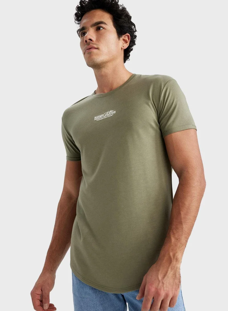 DeFacto Slogan Crew Neck T-Shirt