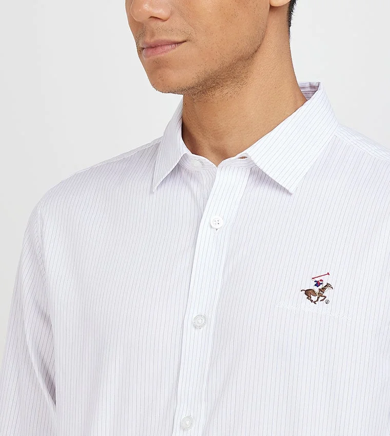 BEVERLY HILLS POLO CLUB  Logo Embroidered Long Sleeves Shirt for Men | Best Price UAE