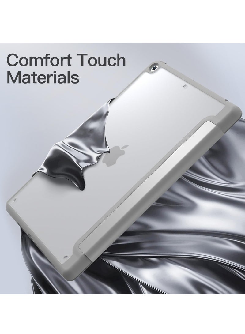 جي تيك حافظة غير لامعة لجهاز iPad 9 مقاس 10.2 بوصة الجيل التاسع مع حامل قلم رصاص وظهر شفاف بلوري وغطاء حماية للكمبيوتر اللوحي باللون الفضي - Image 4