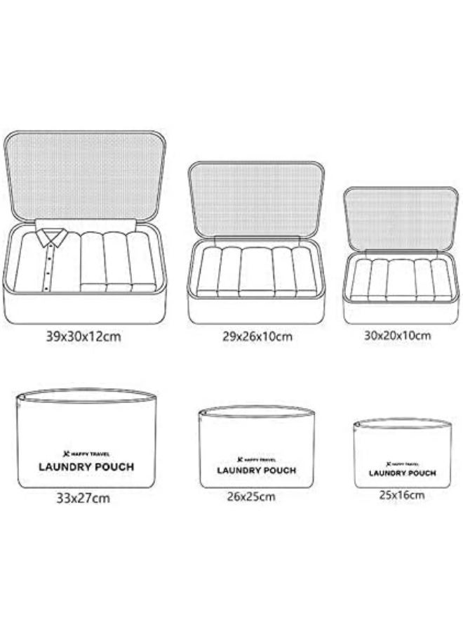 6-Piece Travel Storage Organization Bag Set - Beige - Image 3