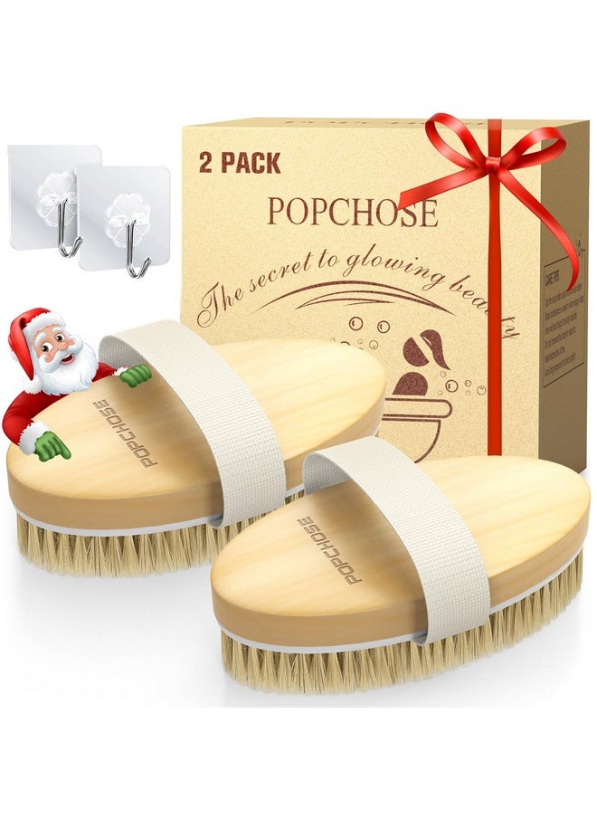 POPCHOSE - Dry Brushing Body Brush, Natural Bristle Dry Skin Exfoliating Brush Body Scrub For Flawless Skin, Cellulite Treatment, Lymphatic Drainage And Blood Circulation Improvement - Image 1