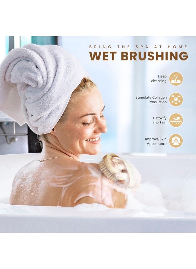 POPCHOSE - Dry Brushing Body Brush, Natural Bristle Dry Skin Exfoliating Brush Body Scrub For Flawless Skin, Cellulite Treatment, Lymphatic Drainage And Blood Circulation Improvement - Image 1