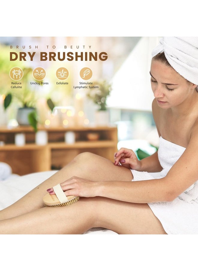 POPCHOSE - Dry Brushing Body Brush, Natural Bristle Dry Skin Exfoliating Brush Body Scrub For Flawless Skin, Cellulite Treatment, Lymphatic Drainage And Blood Circulation Improvement - Image 1