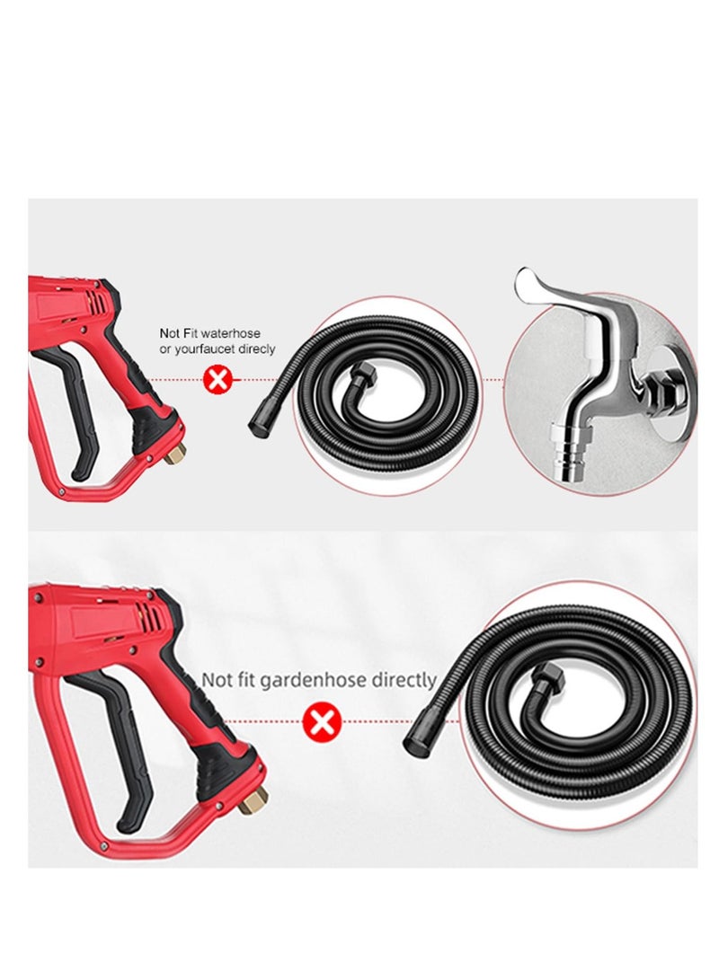 Pressure Washer Gun with Replacement Wand Extension Adjustible High Power 3/8'' Swivel Quick Connect M22 14mm/M22 15mm Fitting 5 Nozzle Tips Holder (4000 PSI/Red) - Image 4