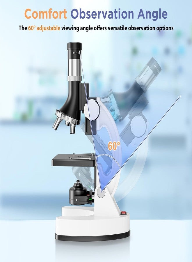 MAXLAPTER 100X-1200X Kids Microscope Kit for Children: Compound Microscope for Kid STEM Biology Discovery - Science Experiments Microscopio Set with Metal Frame, Carrying Box Educational Gift for Child 8-12 - Image 4