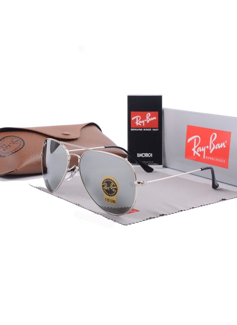 Ray-Ban Ray-Ban Pilot Lens Sunglasses UV Lenses with Sliver Frames  - Image 1
