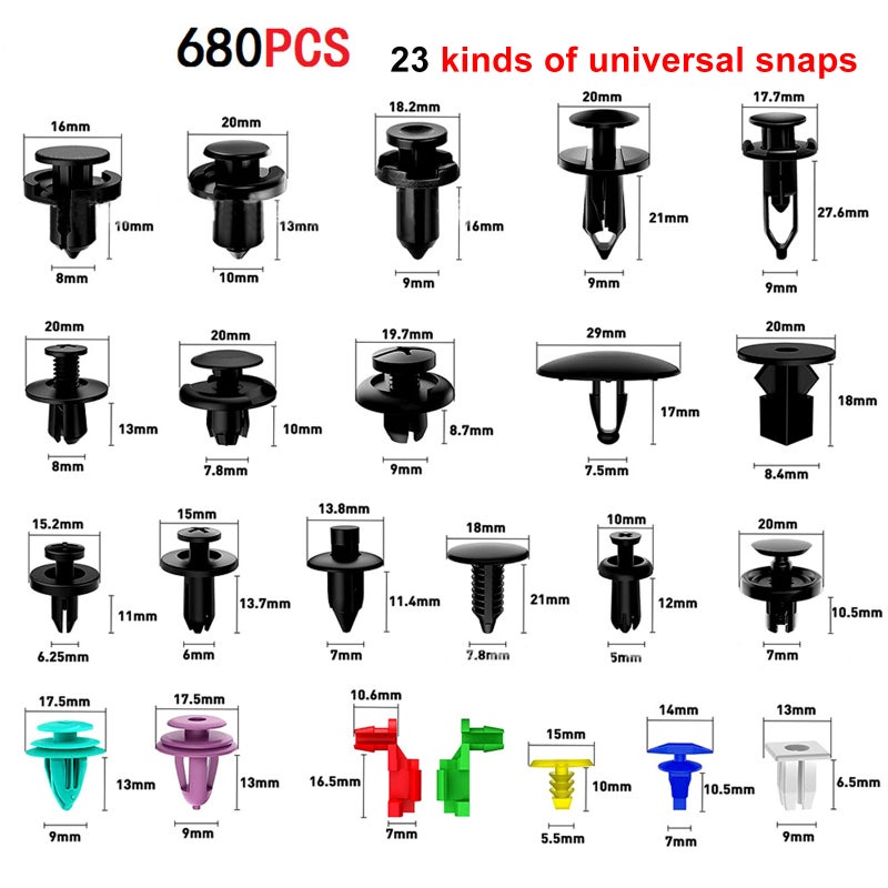 725PCS Box clip Universal car bumper Repair Kit 680 Car general plastic clip 680pcs clip + driver + 4-piece set + Cable tie 10 + Sponge cushion 30 - Image 3