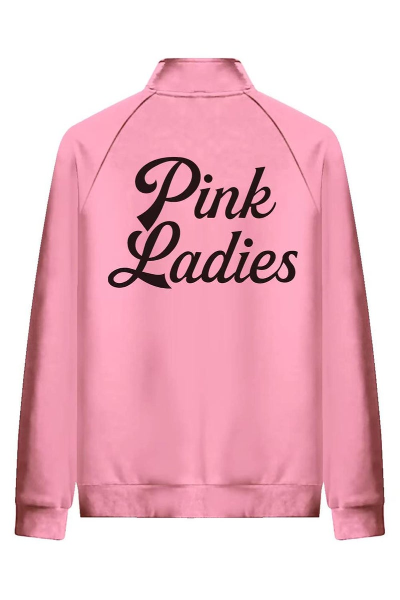 Vecborn Womens Girls Pink Jacket Rydell School Zipper Collar jacket Sisters Sweatshirt Hoodie - Image 3