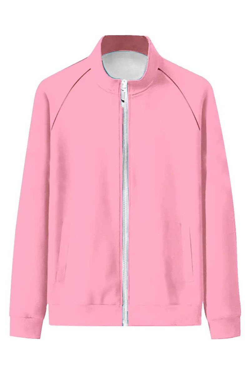 Vecborn Womens Girls Pink Jacket Rydell School Zipper Collar jacket Sisters Sweatshirt Hoodie - Image 2