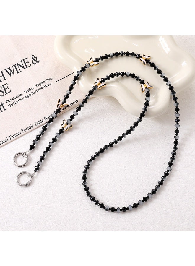 NIBEMINENT Super Cute Beaded Phone Charm – Trendy Phone Chain Wrist Strap, Shining Beads Chain Lanyard for Cell Phone