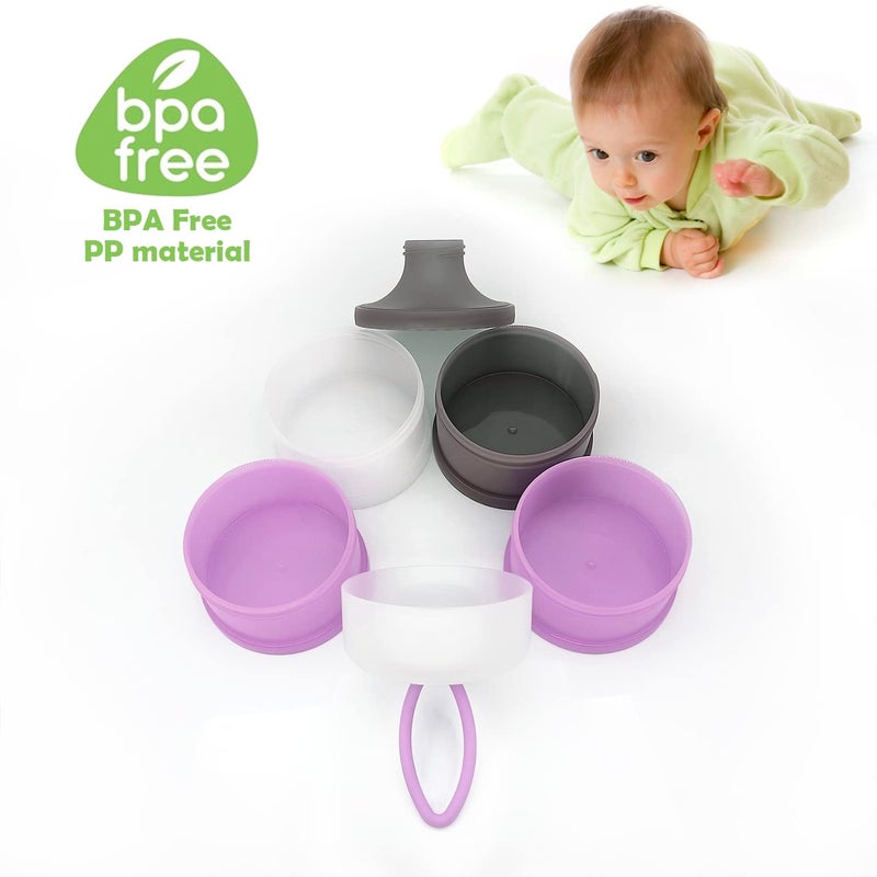 LADISO Baby Formula Dispenser, Portable Milk Powder Dispenser Container, Baby Feeding Travel Storage Container, formula mixer, formula holder, BPA Free, 4 Compartments, 2 Packs, dispensador de fórmula - Image 3