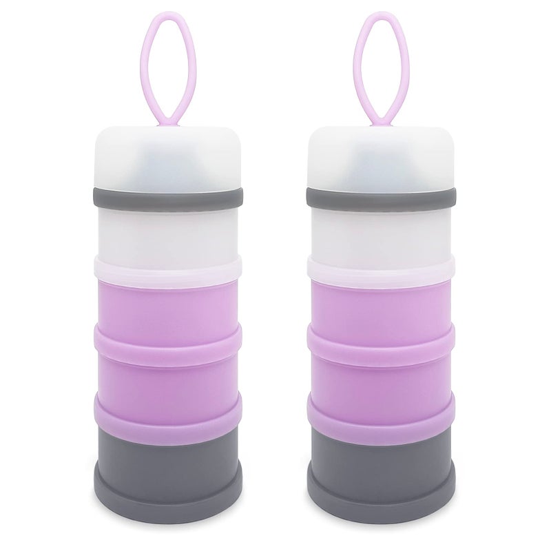 LADISO Baby Formula Dispenser, Portable Milk Powder Dispenser Container, Baby Feeding Travel Storage Container, formula mixer, formula holder, BPA Free, 4 Compartments, 2 Packs, dispensador de fórmula - Image 1