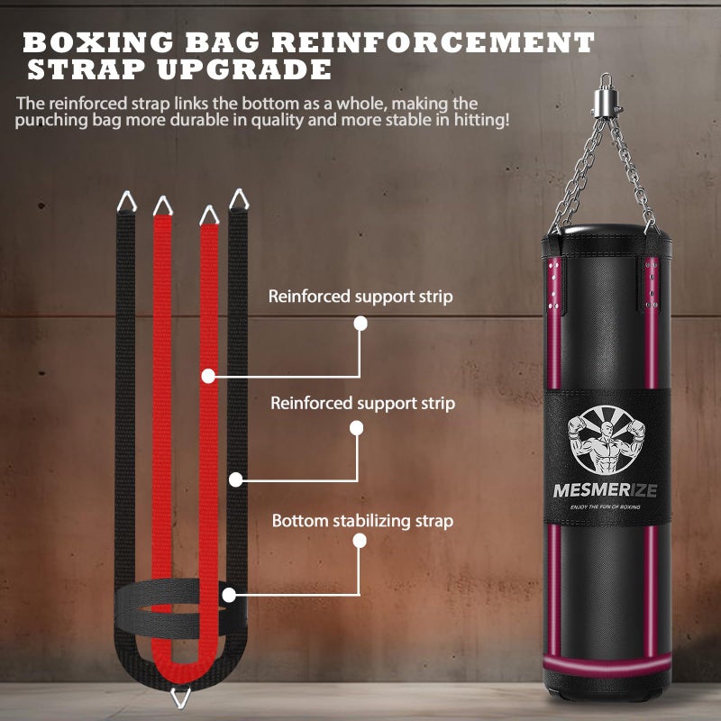 Mesmerize Punching Bag for Adults, 4ft Heavy Boxing Bag Set with 197 Inch Boxing Hand Wraps for MMA Karate Kickboxing Home Gym Martial Art - Unfilled - Image 2
